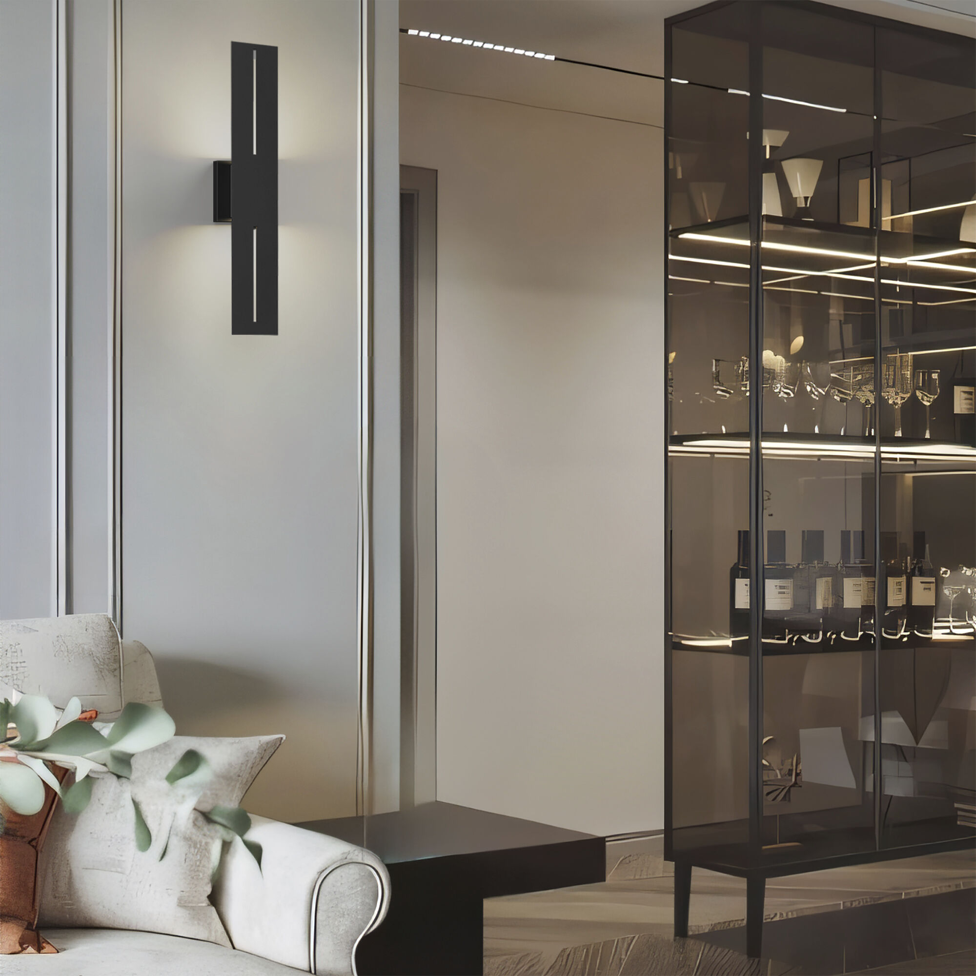 Slot LED 24 inch Sand Black Outdoor Wall Sconce